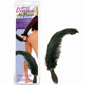 Silicone Butt Plug Met Zwarte Veer